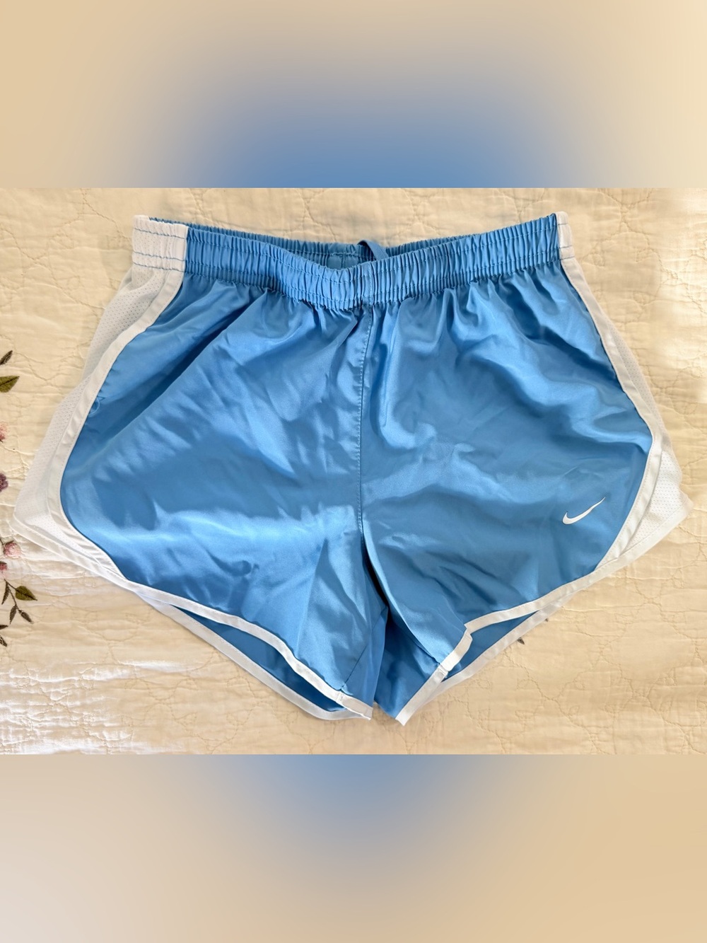 Nike Light Blue Athletic Running Shorts with White Trim